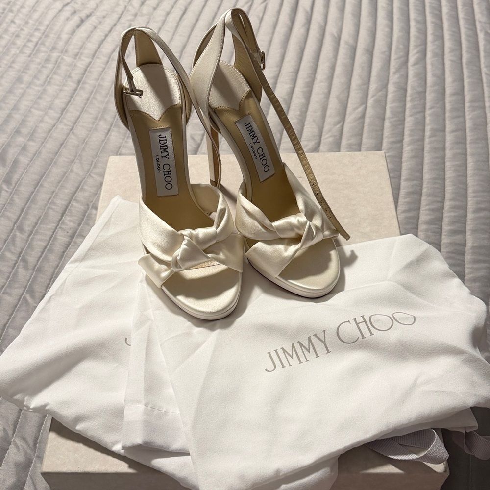 Jimmy Choo Cream Strappy Heels for Weddings - Picture 5 of 11